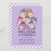 Stomme stapel Unicorns Paarse Kinderen van zaterda Kaart (Voorkant / Achterkant)