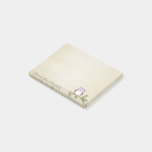Stomme stijlvol, kant, owl post-it® notes (Schuin)