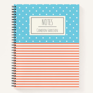 Stomme Stippen en Stripes Coral and Blue Notitieboek