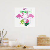 Stomme strandhuis laten flamingo poster (Keuken)