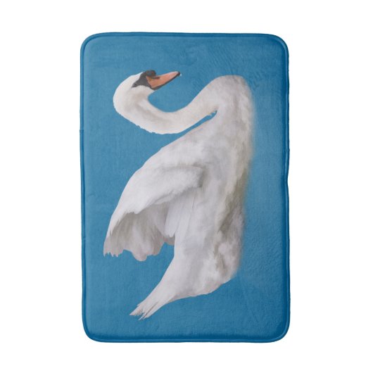 Stomme Swan op blauw Badmat (Voorkant Verticaal)