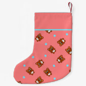 Stomme teddyberen op roze kleine kerstsok (Achterkant)