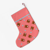 Stomme teddyberen op roze kleine kerstsok (Achterkant (Hangend))