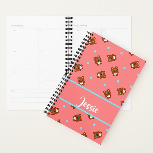 Stomme teddyberen op roze planner (Display)