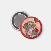 Stomme teddykoppel in rode magneet (Voorkant / Achterkant)