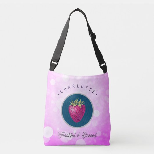 Stomme Thankful en Blessed Strawberry Voeg Jouw na Crossbody Tas (Voorkant)