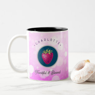 Stomme Thankful en Blessed Strawberry Voeg Jouw na Tweekleurige Koffiemok