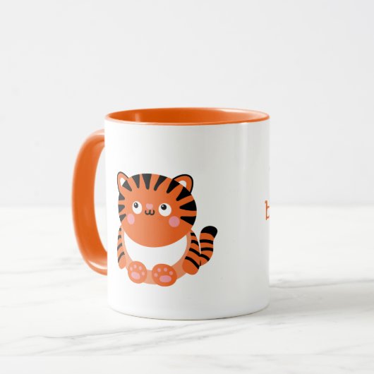 Stomme tijger gepersonaliseerde mug mok (Voorkant links)