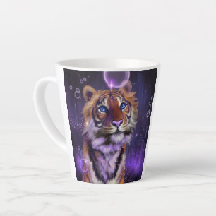 Stomme tijger onder paarse hemel latte mok