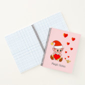 Stomme tovenaar elf met liefdesharten op lichtroze notitieboek (Binnen)