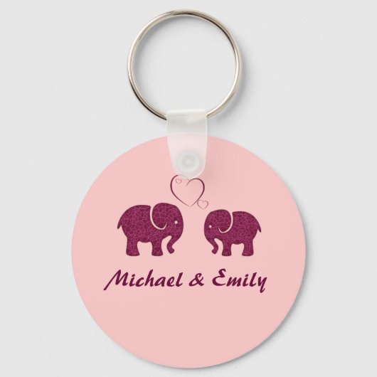 Stomme trendy olifant uit liefde gepersonaliseerd sleutelhanger (Voorkant)