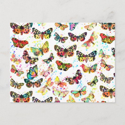 Stomme trendy waterverf splatters butterflies briefkaart (Voorkant)