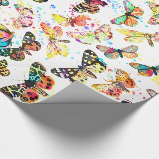 Stomme trendy waterverf splatters butterflies cadeaupapier (Hoek)