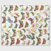 Stomme trendy waterverf splatters butterflies cadeaupapier (Vlak)