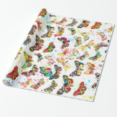Stomme trendy waterverf splatters butterflies cadeaupapier (Uitgerold)