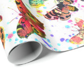 Stomme trendy waterverf splatters butterflies cadeaupapier (Rol Hoek)