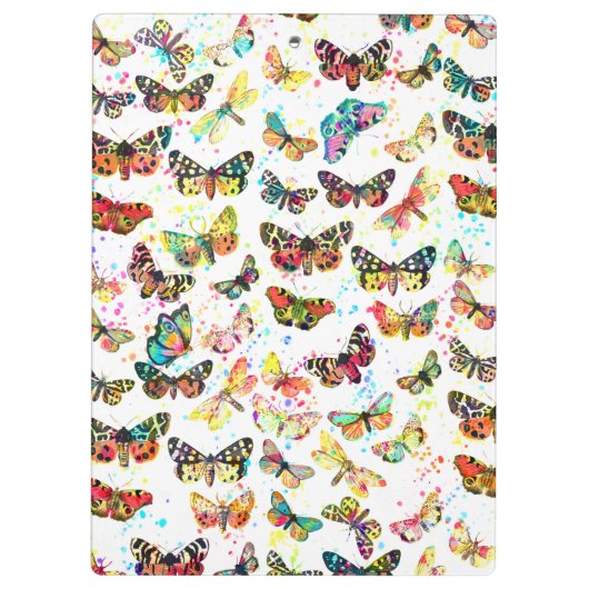 Stomme trendy waterverf splatters butterflies klembord (Achterkant)