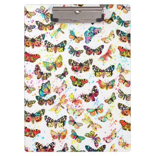 Stomme trendy waterverf splatters butterflies klembord (Voorkant)