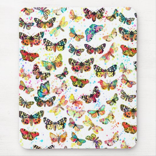 Stomme trendy waterverf splatters butterflies muismat (Voorkant)