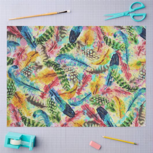 Stomme trendy waterverf splatters stamveren veren tissuepapier (Craft)