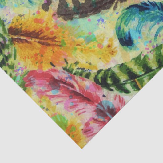 Stomme trendy waterverf splatters stamveren veren tissuepapier (Detail)