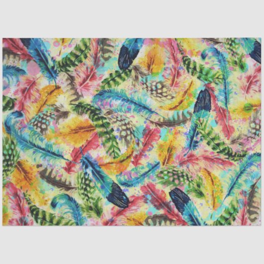 Stomme trendy waterverf splatters stamveren veren tissuepapier (Voorkant)