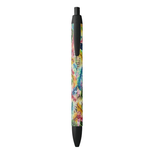Stomme trendy waterverf splatters stamveren veren zwarte inkt pen (Achterkant (Verticaal))