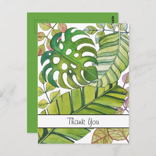 Stomme tropische bladeren in Waterverf. Briefkaart (Voorkant / Achterkant)