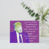 Stomme Trump citeert Insuline Opmerkingen uit deba Briefkaart (Staand voorkant)