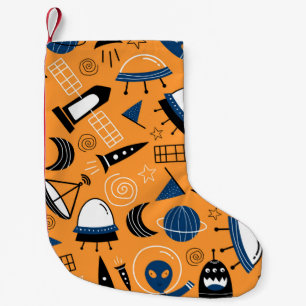 Stomme ufu uitheemse ruimteschepen, planeten, ster kleine kerstsok