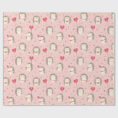 Stomme valentijnen egel met hart op roze cadeaupapier (Vlak)