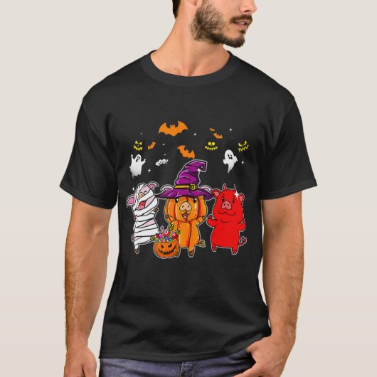 Stomme varkens in Mummy Wyed Witches duizelig T-shirt (Voorkant)