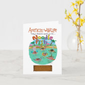 Stomme vis Happy Birthday! Kaart (Gele Bloem)