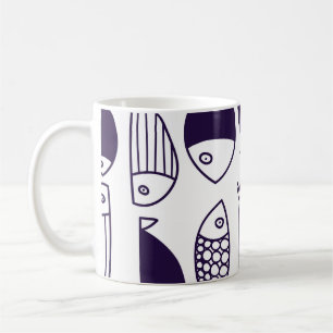 Stomme vis. Kinder achtergrond. Naadloos patroon. Koffiemok