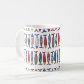 Stomme vis. Kinder achtergrond. Naadloos patroon. Koffiemok (Voorkant links)