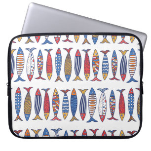 Stomme vis. Kinder achtergrond. Naadloos patroon. Laptop Sleeve