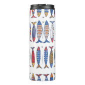 Stomme vis. Kinder achtergrond. Naadloos patroon. Thermosbeker (Achterkant)