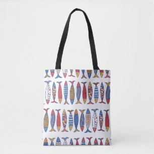 Stomme vis. Kinder achtergrond. Naadloos patroon. Tote Bag