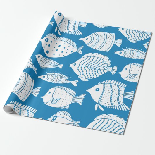 Stomme vis set. Decoratieve illustratie. Co Cadeaupapier (Uitgerold)