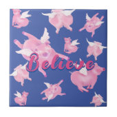 Stomme vliegende varkens geloven tegeltje (Voorkant)