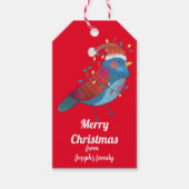 Stomme vogel met kerstlichten cadeaulabel (Voorkant)