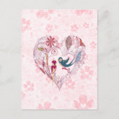 Stomme vogels met de sleutel tot liefde briefkaart (Voorkant)