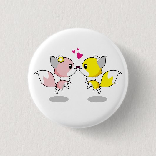Stomme vossen in de cartoon ronde button 3,2 cm (Voorkant)
