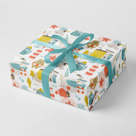 Stomme vreemde zeemdieren. Zee kinder patroon Cadeaupapier