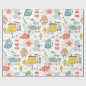 Stomme vreemde zeemdieren. Zee kinder patroon Cadeaupapier (Vlak)