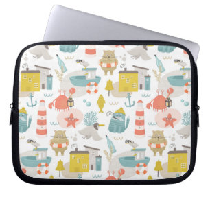 Stomme vreemde zeemdieren. Zee kinder patroon Laptop Sleeve