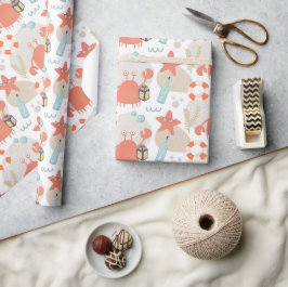Stomme vreemde zeemdieren. Zee krab, zeester Cadeaupapier