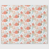 Stomme vreemde zeemdieren. Zee krab, zeester Cadeaupapier (Vlak)