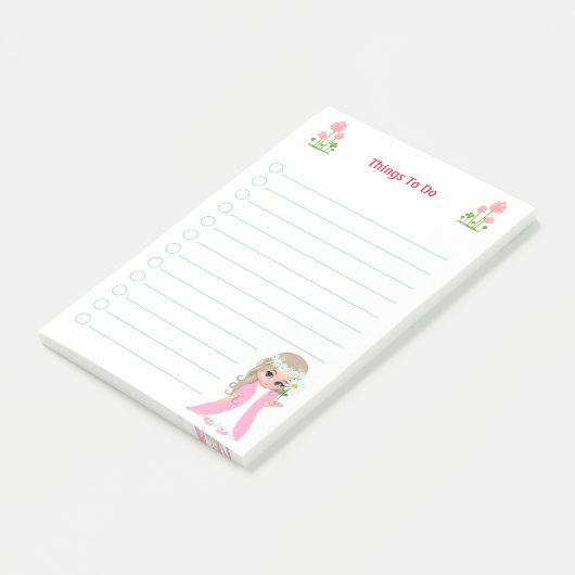 Stomme vuile en roze bloemen dingen om opmerkingen post-it® notes (Schuin)