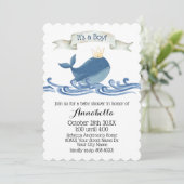 Stomme walvis met Prince Crown Nautical Theme Kaart (Staand voorkant)